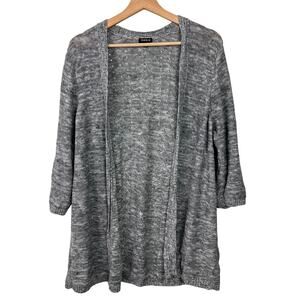 Torrid Women's Size 3 Gray 3/4 Sleeve Linen Blend Open Knit Long Cardigan